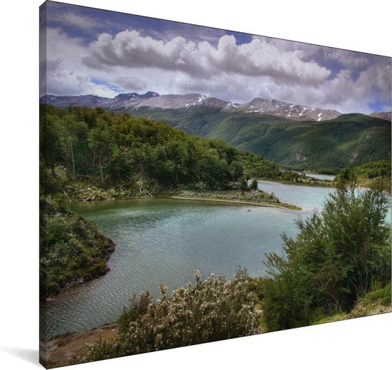 Belle nature verdoyante dans les collines du parc national Tierra del Fuego Toile 120x80 cm - Tirage photo sur toile (Décoration murale salon / chambre)