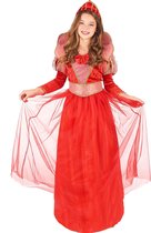 LUCIDA - Rode middeleeuwse koningin kostuum voor meisjes - M 122/128 (7-9 jaar)