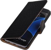 Mobieletelefoonhoesje.nl - Samsung Galaxy S7 Edge Hoesje Krokodil Bookstyle Zwart