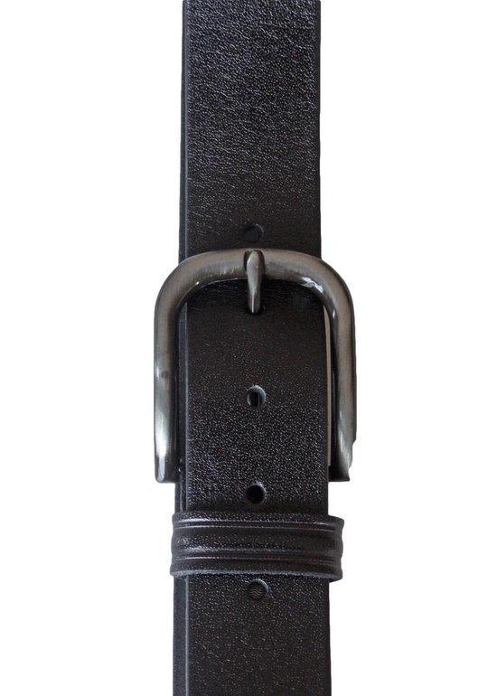 Lindenmann leren riem heren 40 mm breed, herenriem vol rundleer zwart, zwart, Bundweite 120 cm Gesamtlänge 135 cm W 47.2