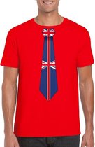 Rood t-shirt met Groot Brittannie vlag stropdas heren - Engeland supporter XXL
