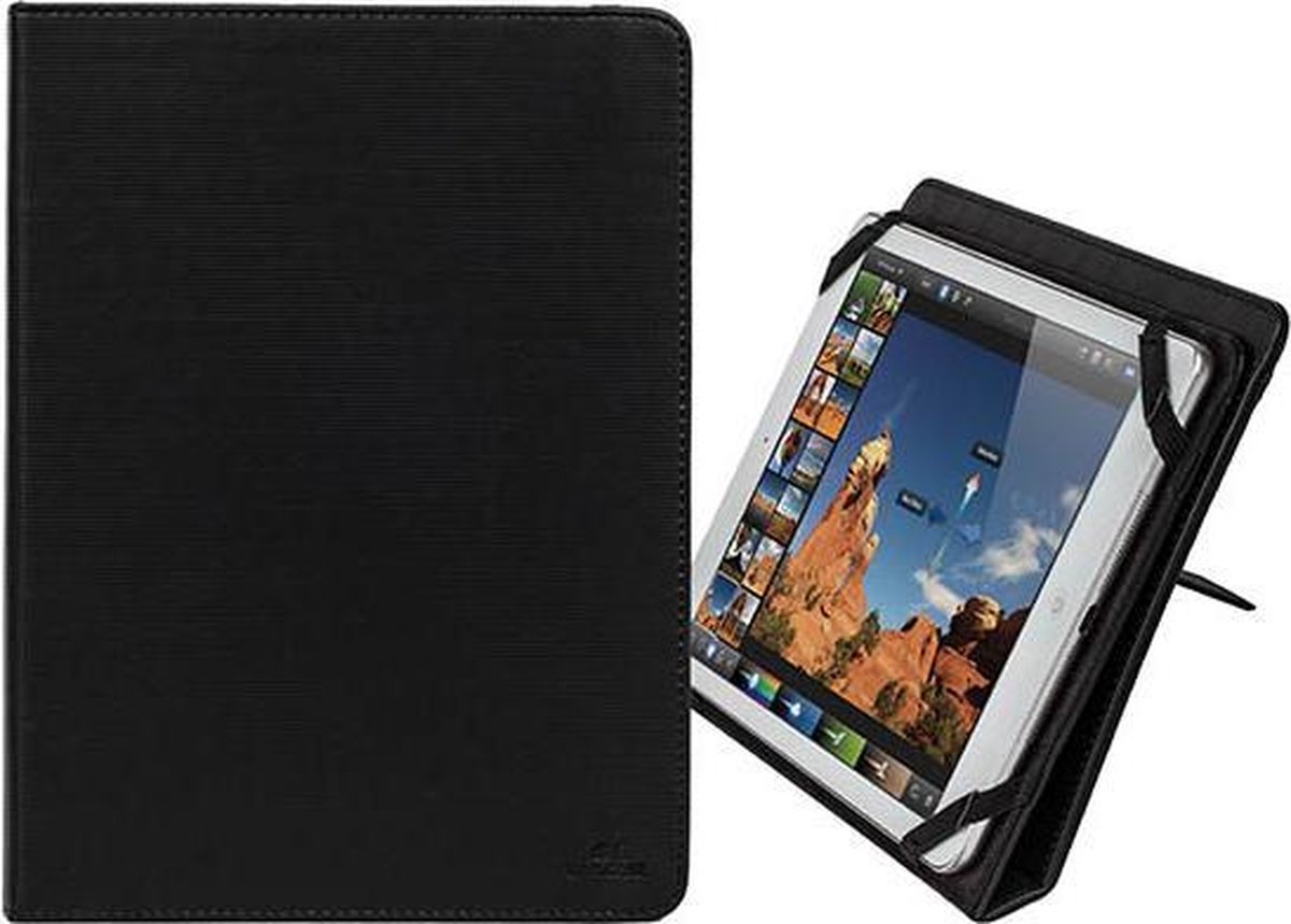 RivaCase 3217 - Universele Tablet hoes + Standaard - 10.1 Inch (Acer Iconia Tab A3-A30 / Apple iPad Air 2 / Asus ZenPad 10 Z300C / Lenovo TAB 2 A10-70L / Samsung Galaxy Tab S2 / Sony Xperia Z4 Tablet) - Zwart