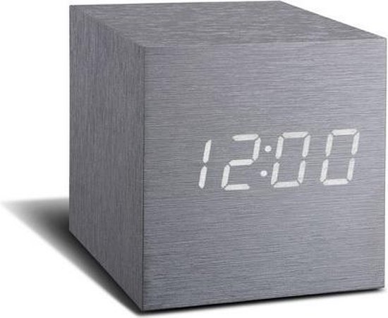 Cube Click Clock Réveil Aluminium - Blanc - LED