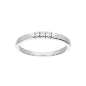 Glow ring - met diamant - 3 steens 0.06ct - G/SI - witgoud 14kt - mt 54