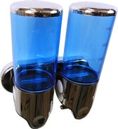 WillieJan Dubbele Zeep Dispenser - Blauw met Chroom - 2 reservoirs 400 ml - Roestvrij ABS - Muurbevestiging
