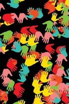 Wide Ruled Composition Notebook 6  x 9 . Kids Hand Prints Seamless Abstract Art