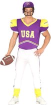 Paars/geel rugbyspeler kostuum voor heren - American Football verkleedpak M (48-50)