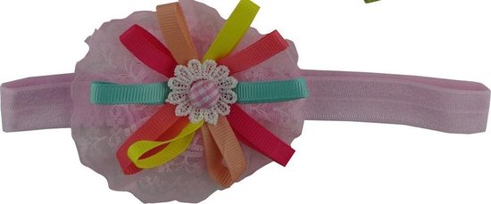 Jessidress Baby Haarband Hoofdband met Haarbloem - Roze