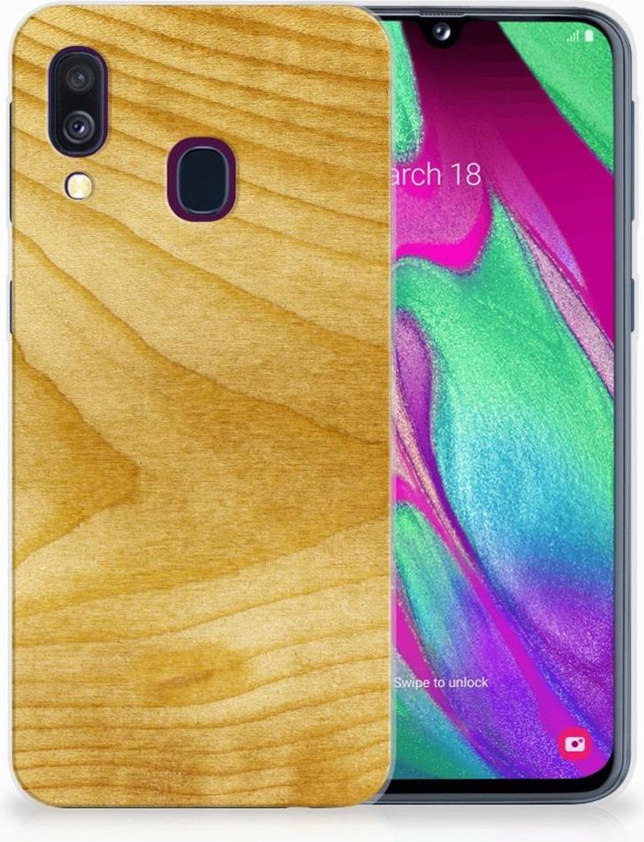 Samsung Galaxy A40 Bumper Hoesje Licht Hout