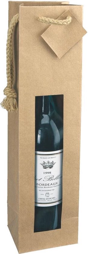 Ga op pad Rondlopen twee 20 stuks Luxezak met venster kraft Cadeauverpakking 1 wijnfles | bol.com