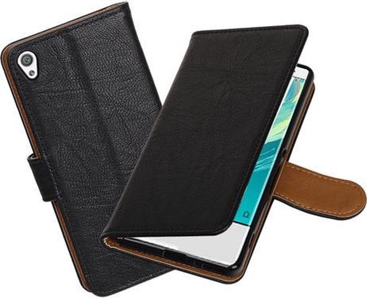BestCases.nl Sony Xperia XA Echt Leer Leder booktype hoesje Zwart