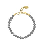 ARLIZI 1142 Parel Armband - Dames - 925 Zilver Verguld - 18 cm - 6 mm - Grijs