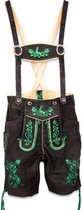 Lederhosen donkerbruin met groene stiksels