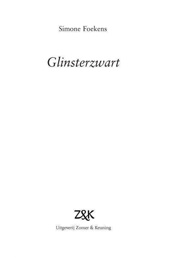 Titelpagina 'Glinsterzwart' Simone Foekens Z&K Uitgeverij Zomer & Keuning.
