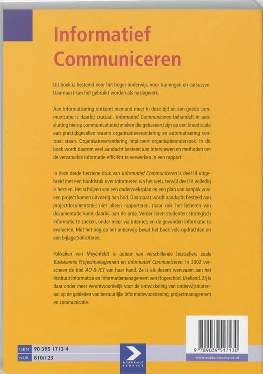 Informatief communiceren - back cover