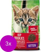 Pets Place Kitten - Kattenvoer - 3 x Kip