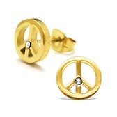 Amanto Oorbellen Brett Gold - Dames - 316L Staal Goudkleurig PVD - Zirkonia - 9 x 9 mm