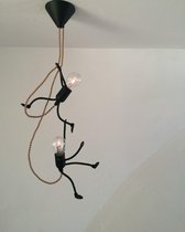 Mr.Bright Hanglamp-Mr.Bright Fun for Two-Grappige lampmannetjes die in hun touw klimmen-Uniek Dutch Design-Sociaal gemaakt-Eenvoudig in hoogte verstelbaar-Buigbare armen en benen-I