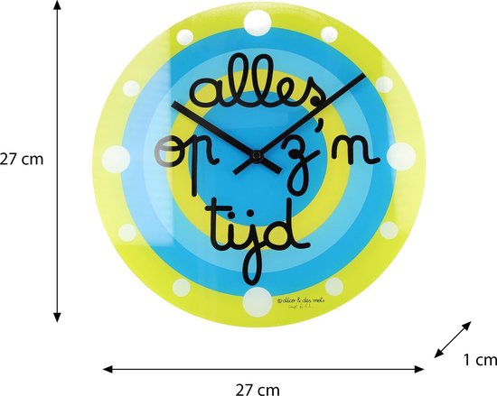 Grote Wandklok Alles op Zn Tijd – 27x27x1cm | Muurklok Glas| Grote Klok