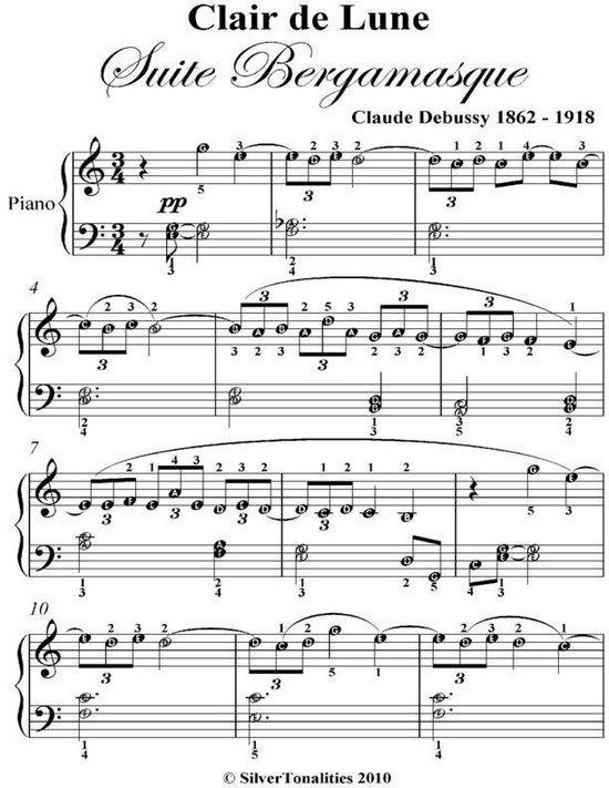 Bol Com Clair De Lune Suite Bergamasque Elementary Piano Sheet Music Ebook Claude Debussy