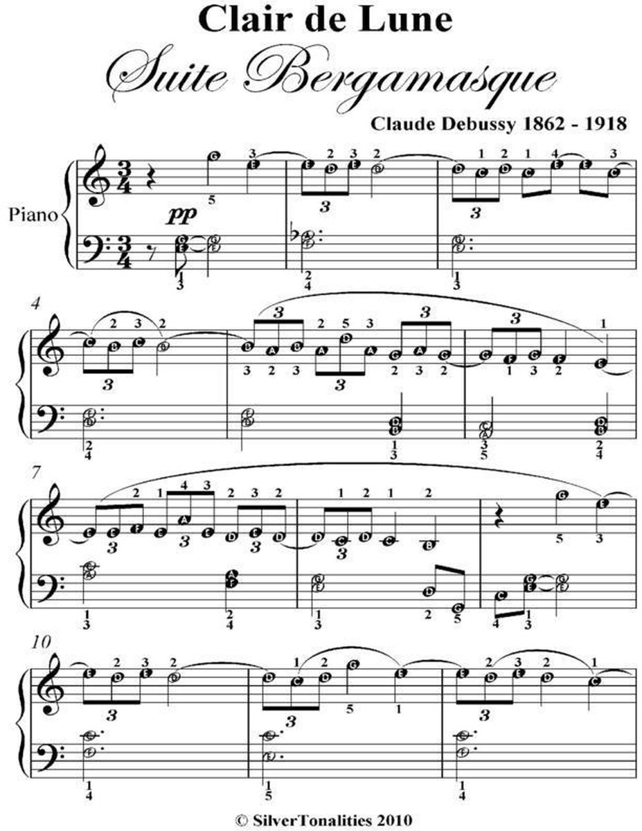Bol Com Clair De Lune Suite Bergamasque Elementary Piano Sheet Music Ebook Claude Debussy