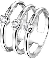 The Jewelry Collection Multi-ring Zirkonia - Zilver Gerhodineerd
