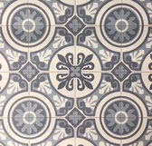 JYG Vloerkleed Retrolux Brugge - Keukenloper - Keukenmat - Vinyl - Vintage - 75x150cm - Blauw - Wit