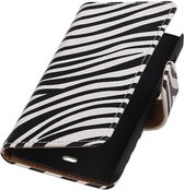 Zebra Bookstyle Wallet Case Hoesjes voor Microsoft Lumia 430 Wit