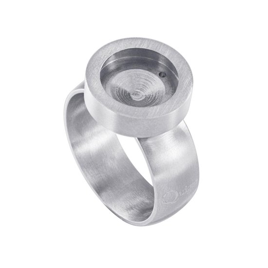 Ring de système de vis en acier inoxydable Quiges couleur argent mat 17 mm avec Mini pièce de monnaie interchangeable Blauw oeil de chat 12 mm