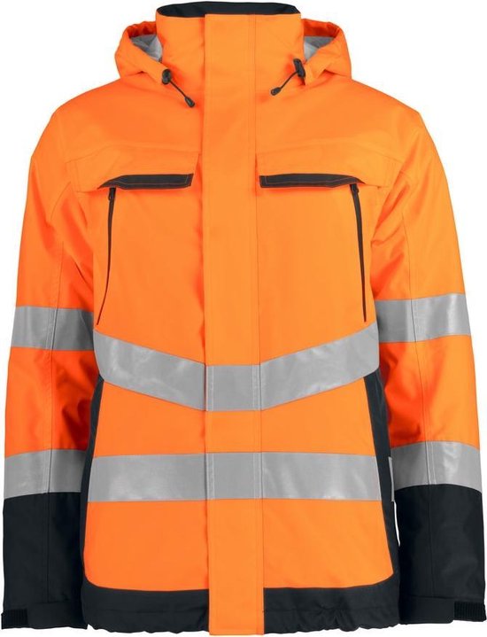 ProJob 6441 GEVOERDE SIGNALISATIE REGENJAS EN ISO 20471 KLASSE 3 646441 - Oranje/Zwart - S