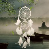 Vintage Handgemaakte Dromen Vanger - Dream Catcher - Dream Catcher - Indianen Deco Droomvanger Kraaltjes Veren – Wit