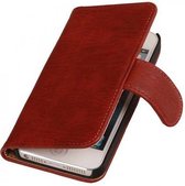 Mobieletelefoonhoesje.nl - iPhone 4 / 4s Hoesje Hout Bookstyle Rood