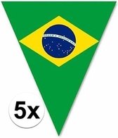 5x versiering Brazilie vlaggenlijn/vlaggetjes - 5 meter - slingers