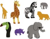 32x Foam safari dieren knutsel materiaal voor kinderen - zelfklevende hobby artikelen 3-7 cm per dier