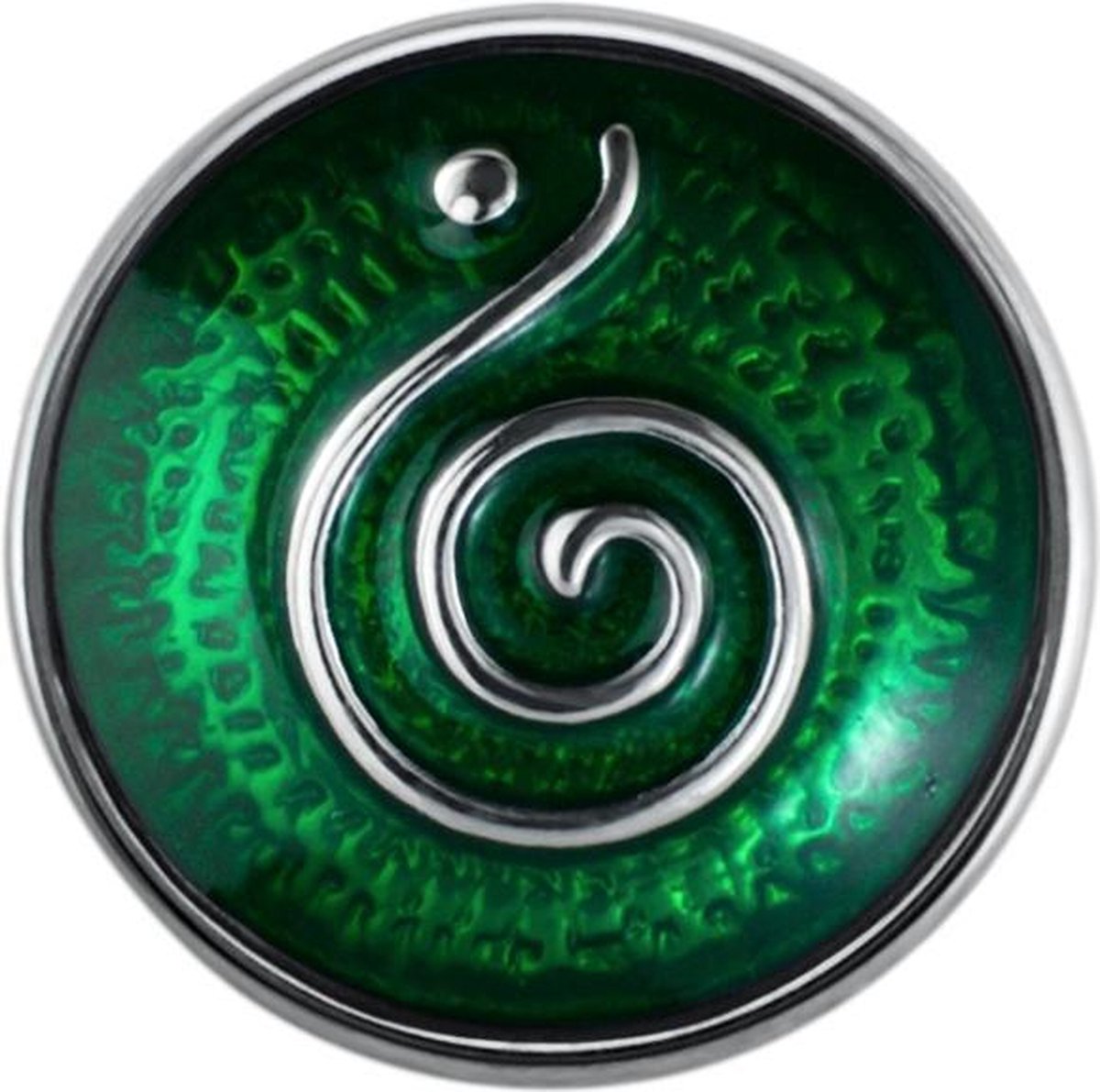 Quiges - Dames Click Button Drukknoop 18mm Ornament Druppel Groen - EBCM004