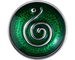 Quiges - Dames Click Button Drukknoop 18mm Ornament Druppel Groen - EBCM004