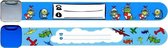 Infoband polsbandjes - Set van 2 SOS naambandjes voor kinderen - 1 x Vliegtuigjes en 1 x Ridders - Blauw