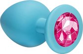 Lola Toys - Emotions - Buttplug met Diamant - Anaal - Siliconen - Maat L - 42mm - Turquoise met Roze Diamant