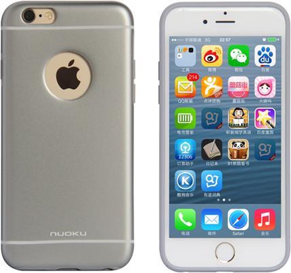 Nuoku Hoesje voor Apple iPhone 6/6S - Back Cover - TPU - Zilver