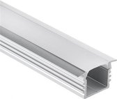 PL3 Glanfar aluminium profiel 2m voor LED strips + afdekking opaal