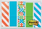 Index Post-it®, ensemble portable, motif Geos, 12 x 43 mm, 20 onglets / couleur, 5 couleurs / distributeur