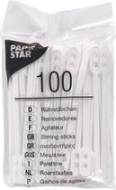 Papstar Roerstaafjes - Plastic - 100 Stuks - Wit