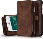 CaseMe - iPhone 7 - Luxe Portemonnee Hoesje met uitneembare backcover - Bruin