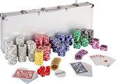 GAMES PLANET Pokerset - Koffer - 500 Chips - Speelkaarten - Aluminium - Zilver