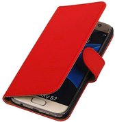 Mobieletelefoonhoesje.nl - Samsung Galaxy S7 Hoesje Effen Bookstyle Rood