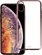 Hoesje voor iPhone Xs / X Transparant Soft TPU Gel Siliconen Case iCall - Roségoud