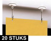 20x Zelfklevende ophang oogjes van wit kunststof - Oogjes voor hangdecoratie - Slingers/vlaggen ophangen