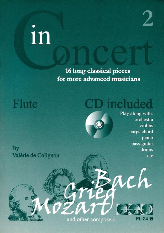 IN CONCERT voor dwarsfluit, deel 2. Met audio-begeleiding (zowel download online als op CD). - Bladmuziek voor dwarsfluit, izis, bladmuziek voor fluit, play-along, bladmuziek met cd, muziekboek, klassiek, barok, Bach, Händel, Mozart.