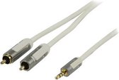 Profigold hoge kwaliteit slimline 3,5mm Jack - Tulp stereo 2RCA kabel wit - 0,20 meter
