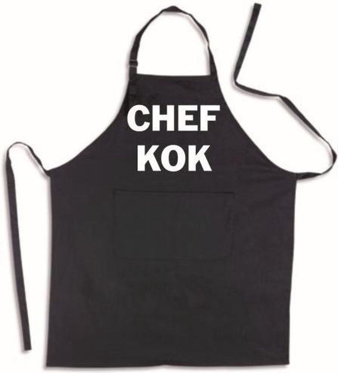 CHEF KOK - Luxe Schort Keukenschort met tekst - Zwart